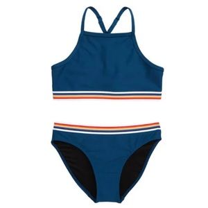 Rainbow and Navy Girls Bikini Set